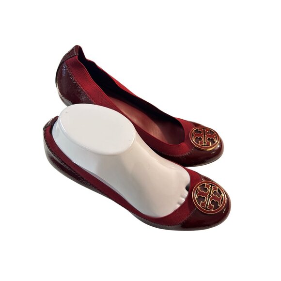 Tory Burch Wedge Pumps - Caroline size 6.5 7 Burgundy - Picture 3 of 6